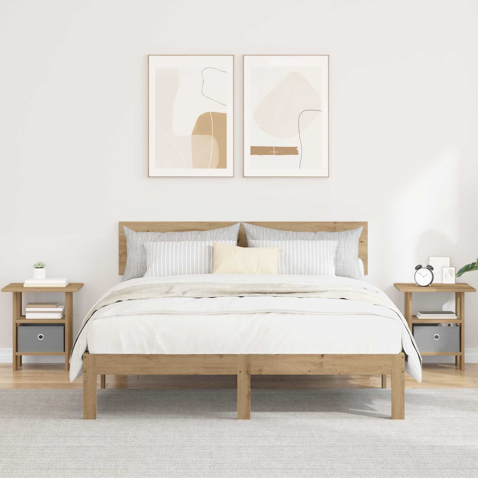 Table de chevet 2 pc Chêne artisanal 41 x 40 x 45 cm - XIOS