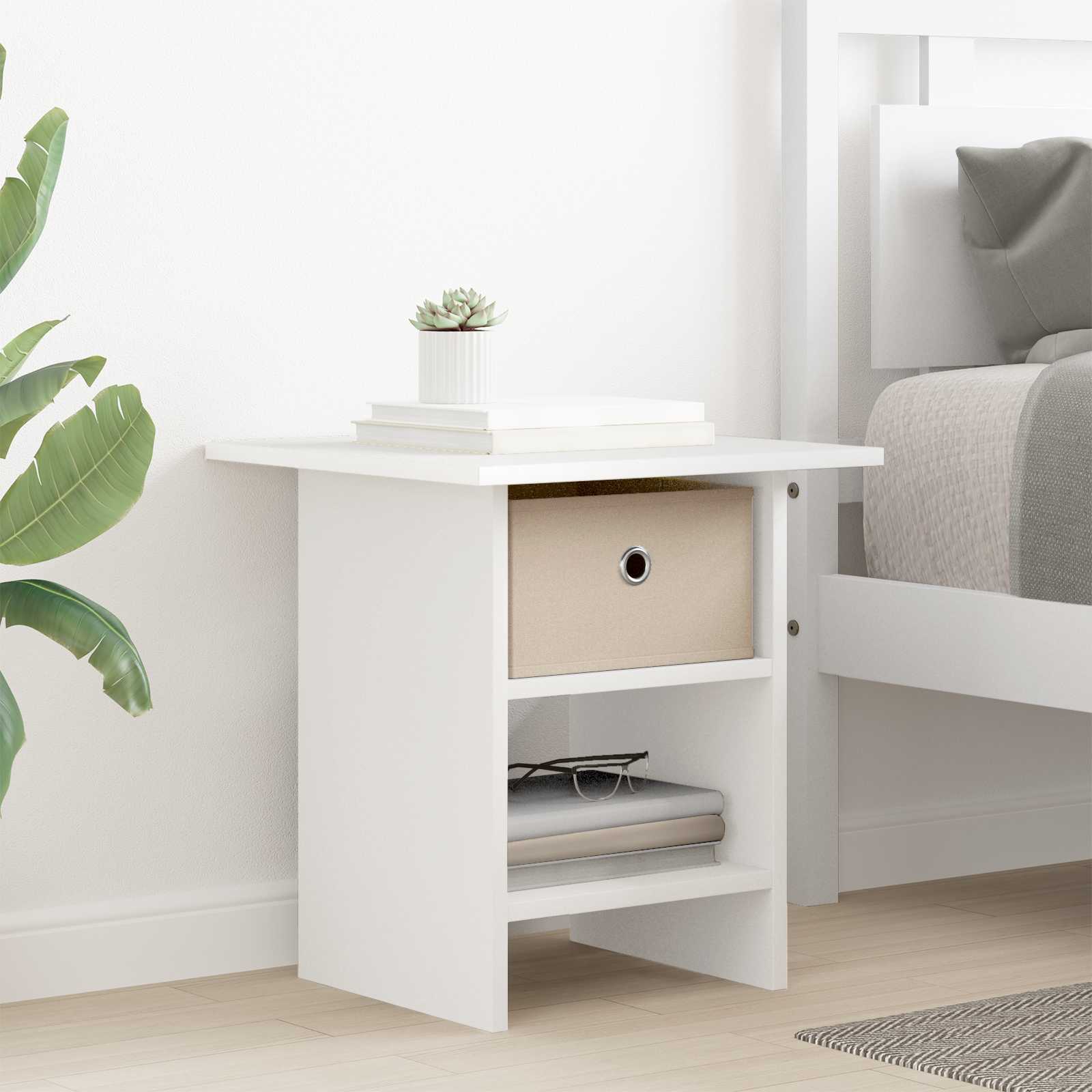 Table de chevet 2 pcs Blanc 41 x 40 x 45 cm Bois d'ingénierie - XIOS