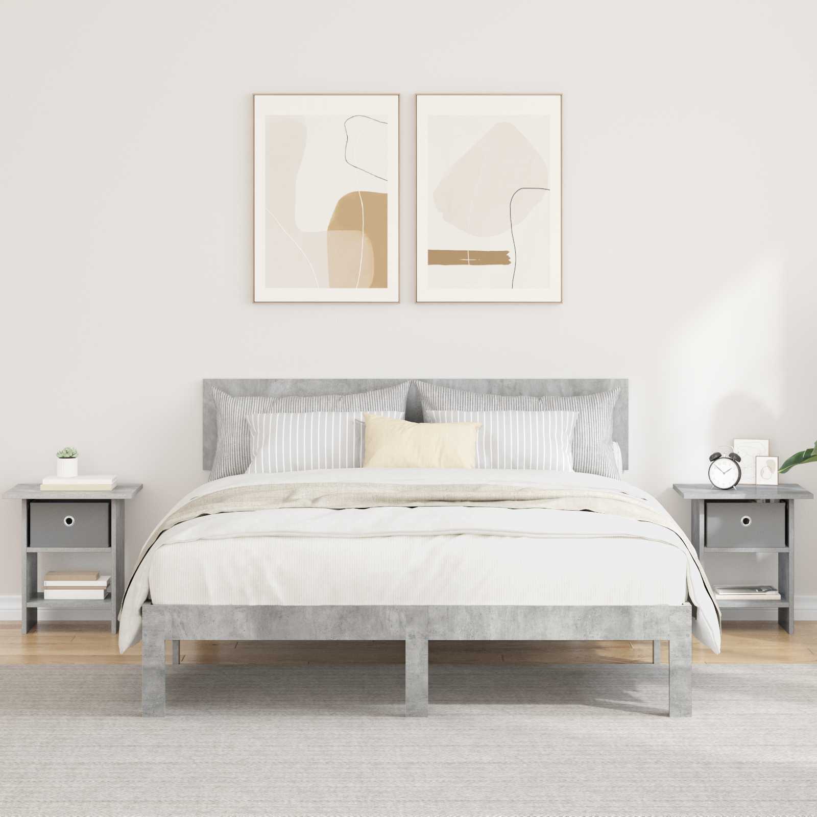 Table de chevet avec tiroir 2 pcs Gris béton 41 x 40 x 45 cm - XIOS