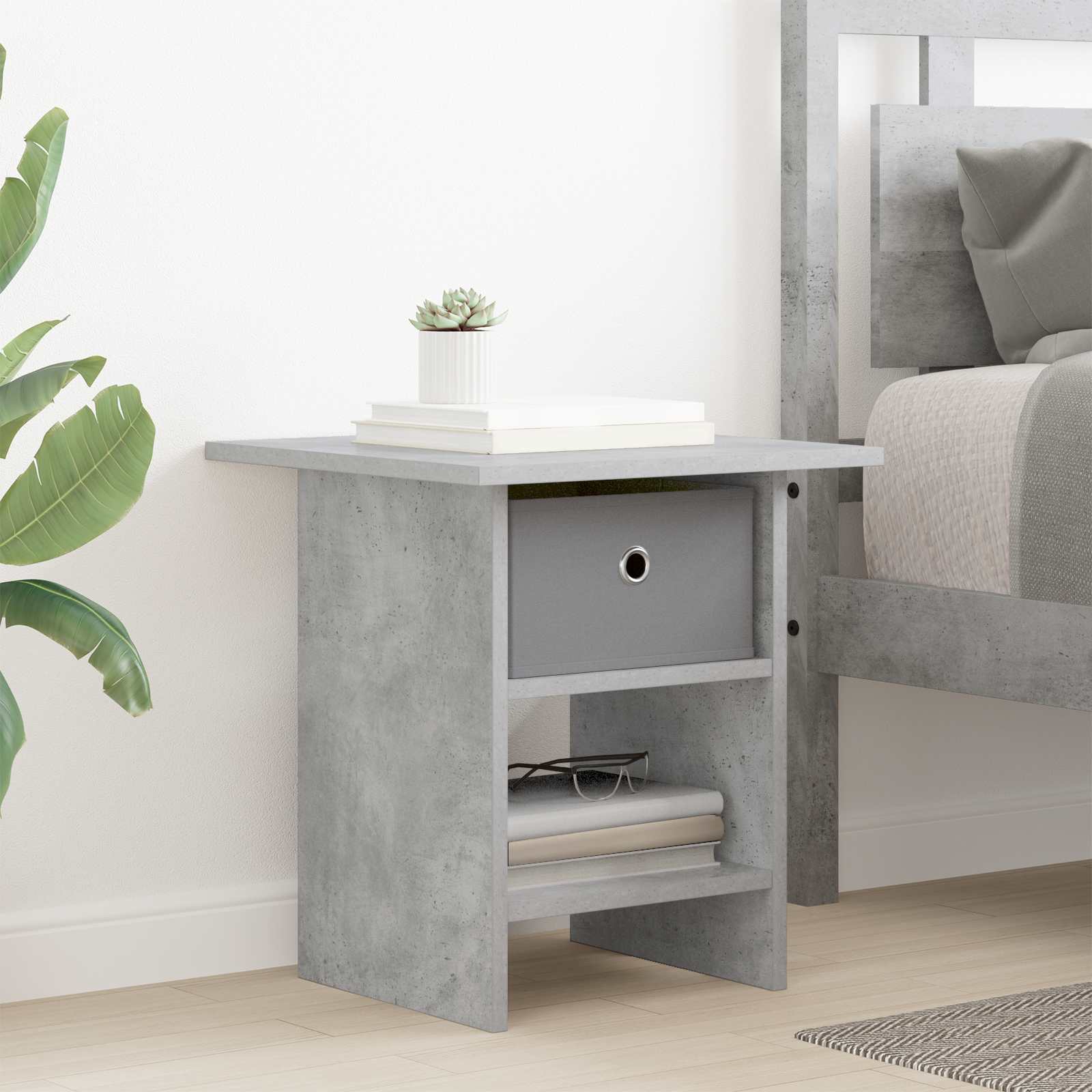 Table de chevet avec tiroir 2 pcs Gris béton 41 x 40 x 45 cm - XIOS