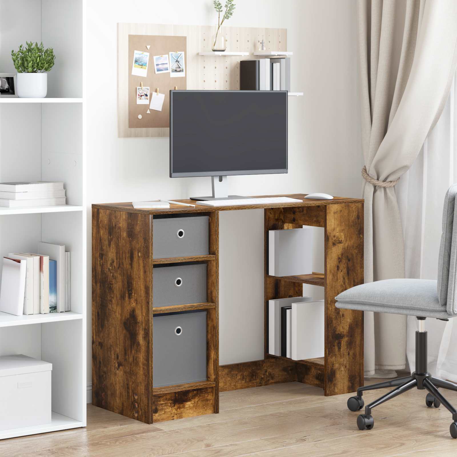 Bureau Chêne fumé 100 x 40 x 75 cm Bois d'ingénierie - XIOS