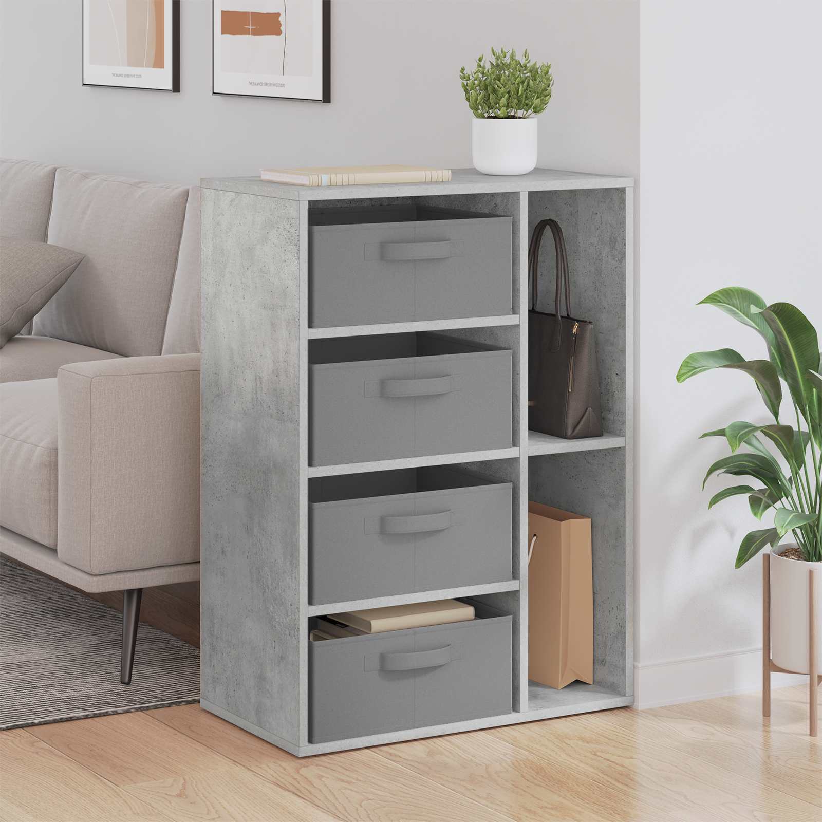 Buffet avec tiroir Gris béton 60 x 33,5 x 84 cm - XIOS