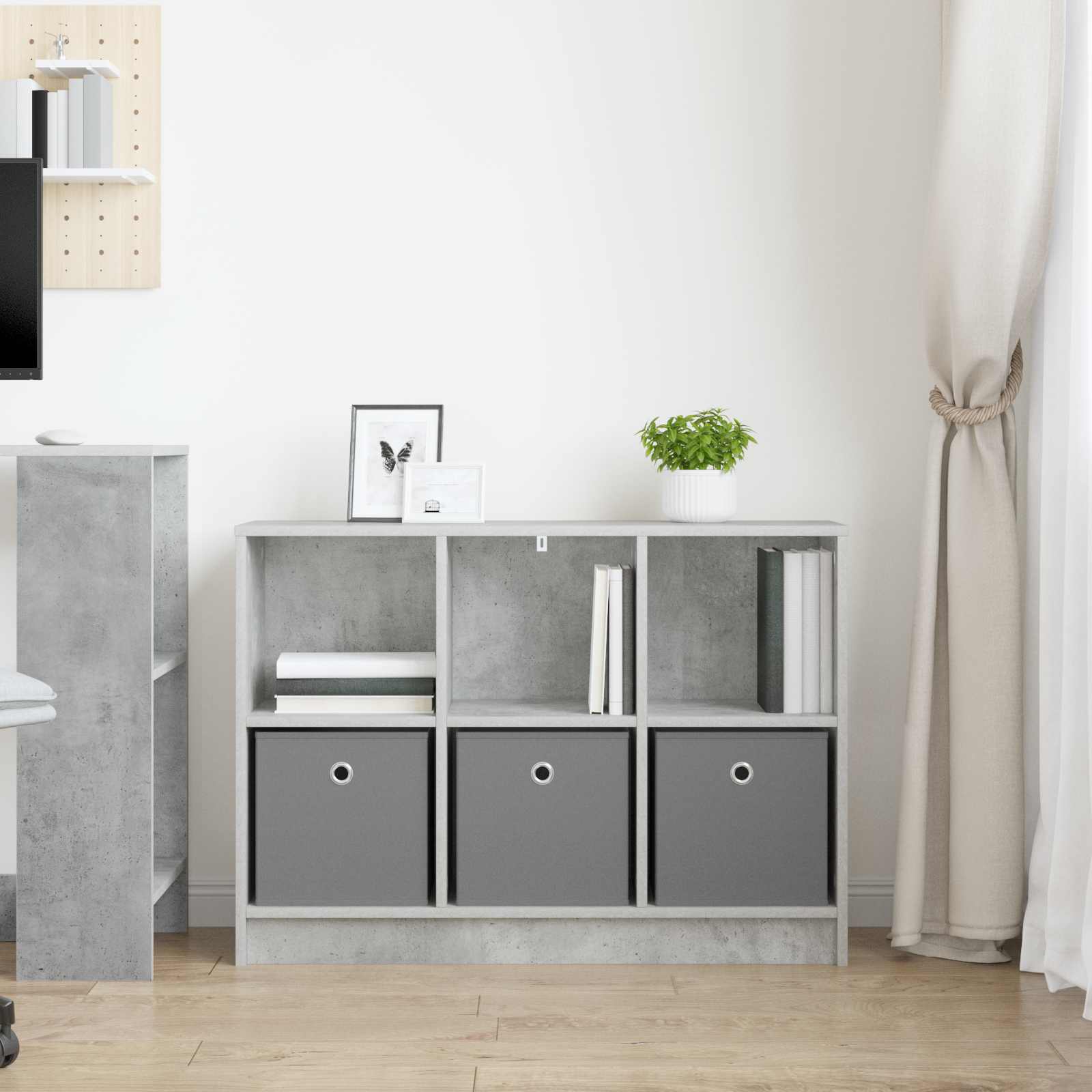 Buffet avec tiroir Gris béton 88,5 x 27,5 x 63,5 cm - XIOS
