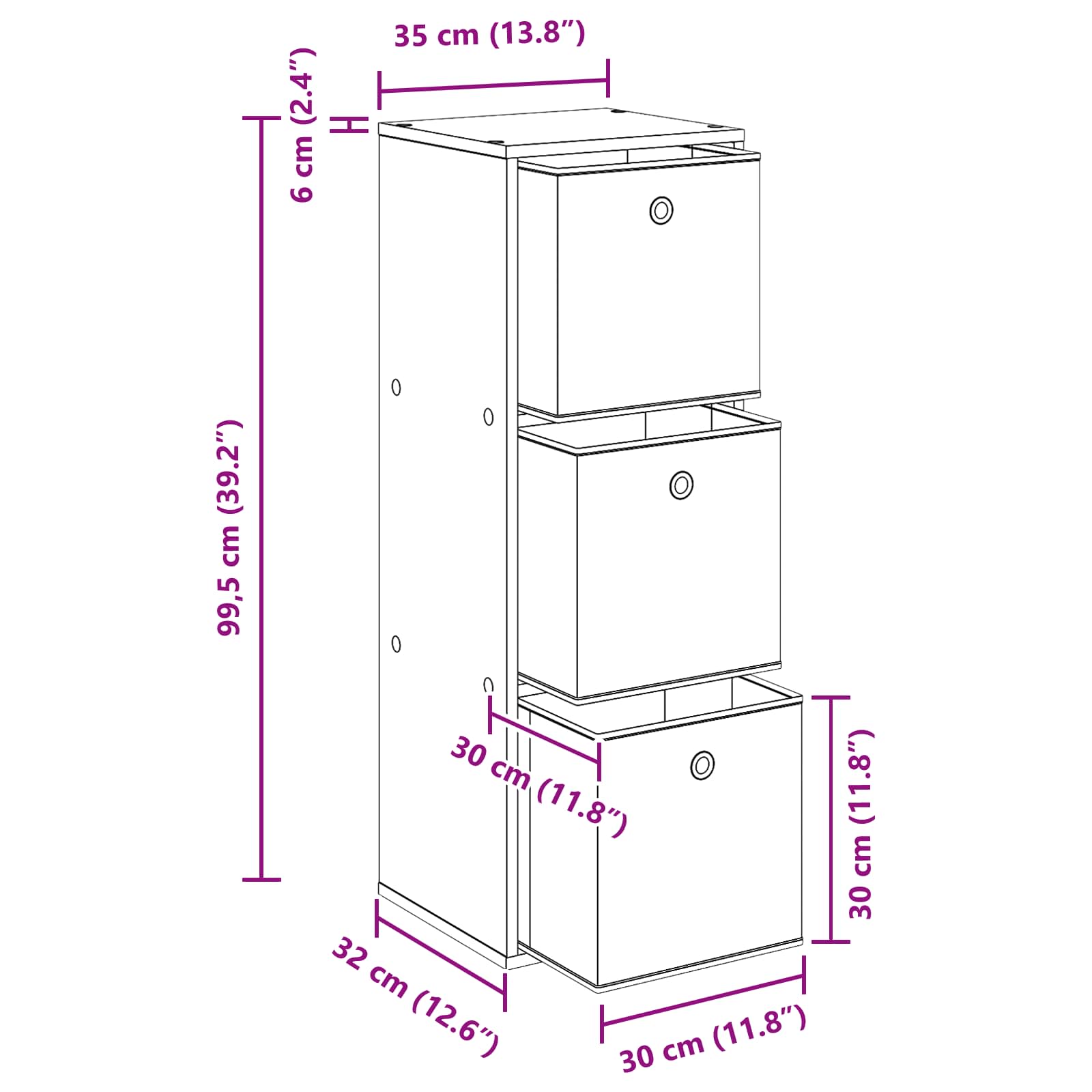 Buffet avec tiroir Chêne Sonoma 35 x 32 x 99,5 cm - XIOS
