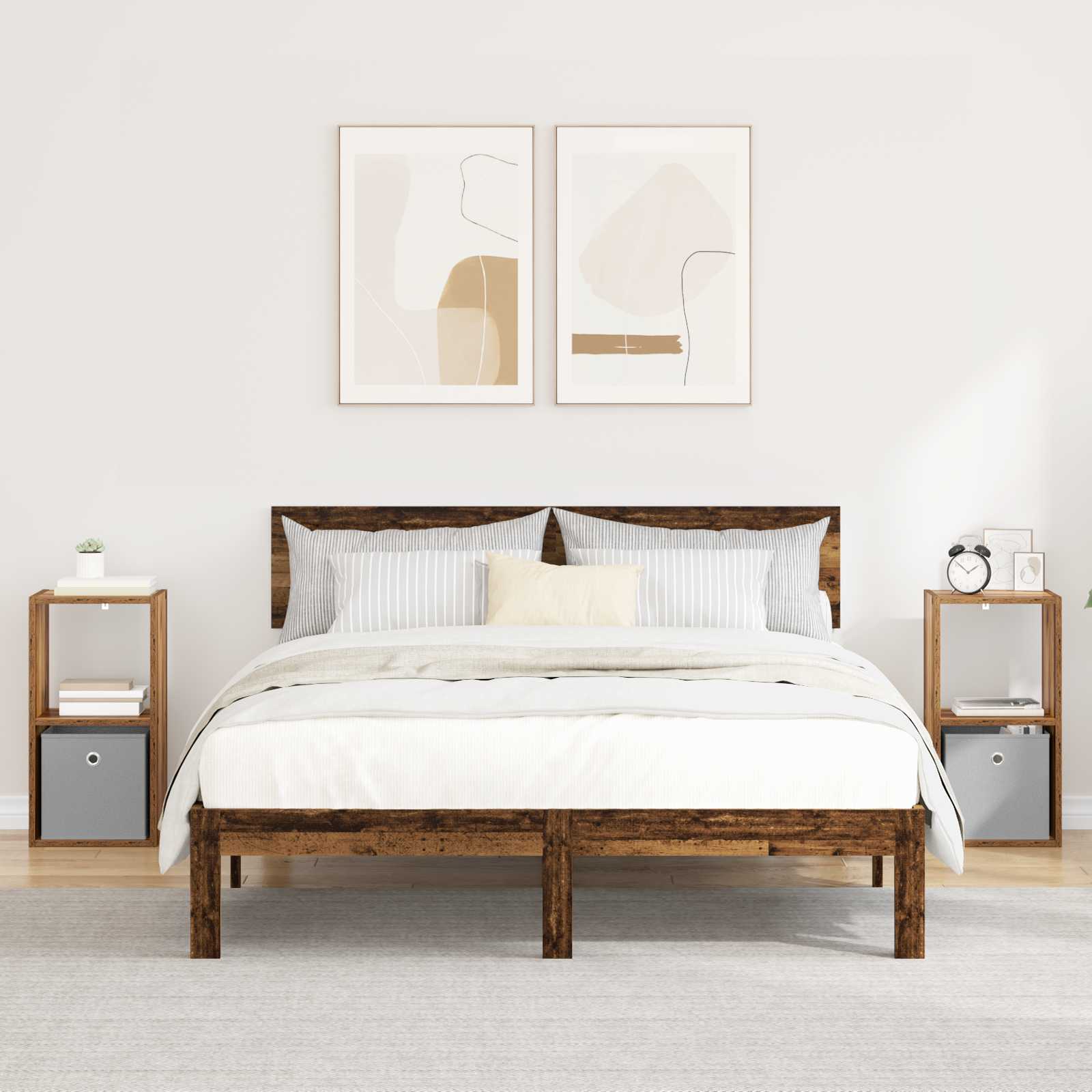 Table de chevet 2 pc Bois ancien 30,5 x 27 x 59,5 cm - XIOS
