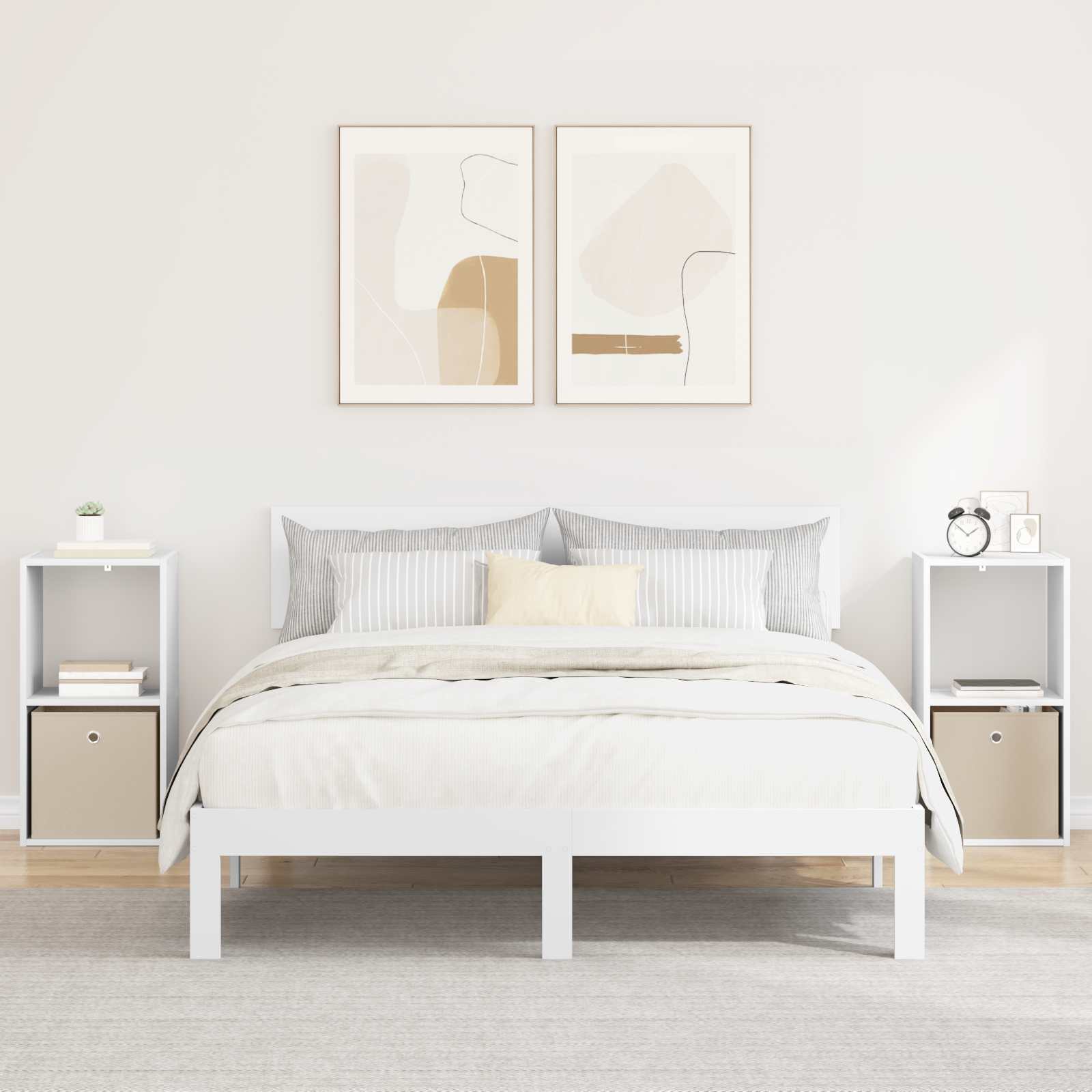 Table de chevet 2 pcs Blanc 35 x 32 x 68,5 cm Bois d'ingénierie - XIOS