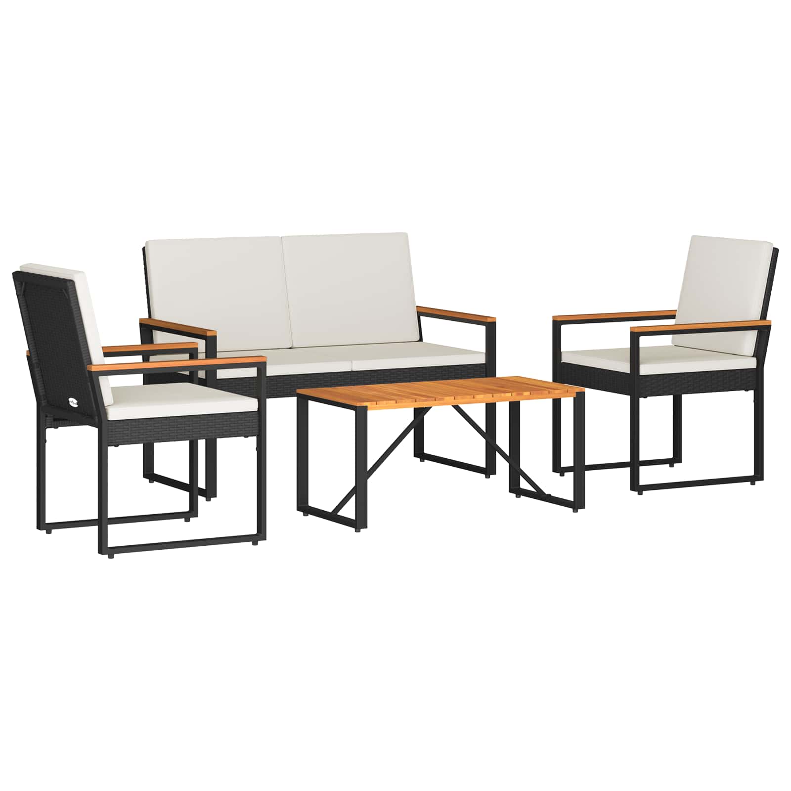 Ensemble de meubles d'extérieur 4 pcs Noir et blanc crème - XIOS