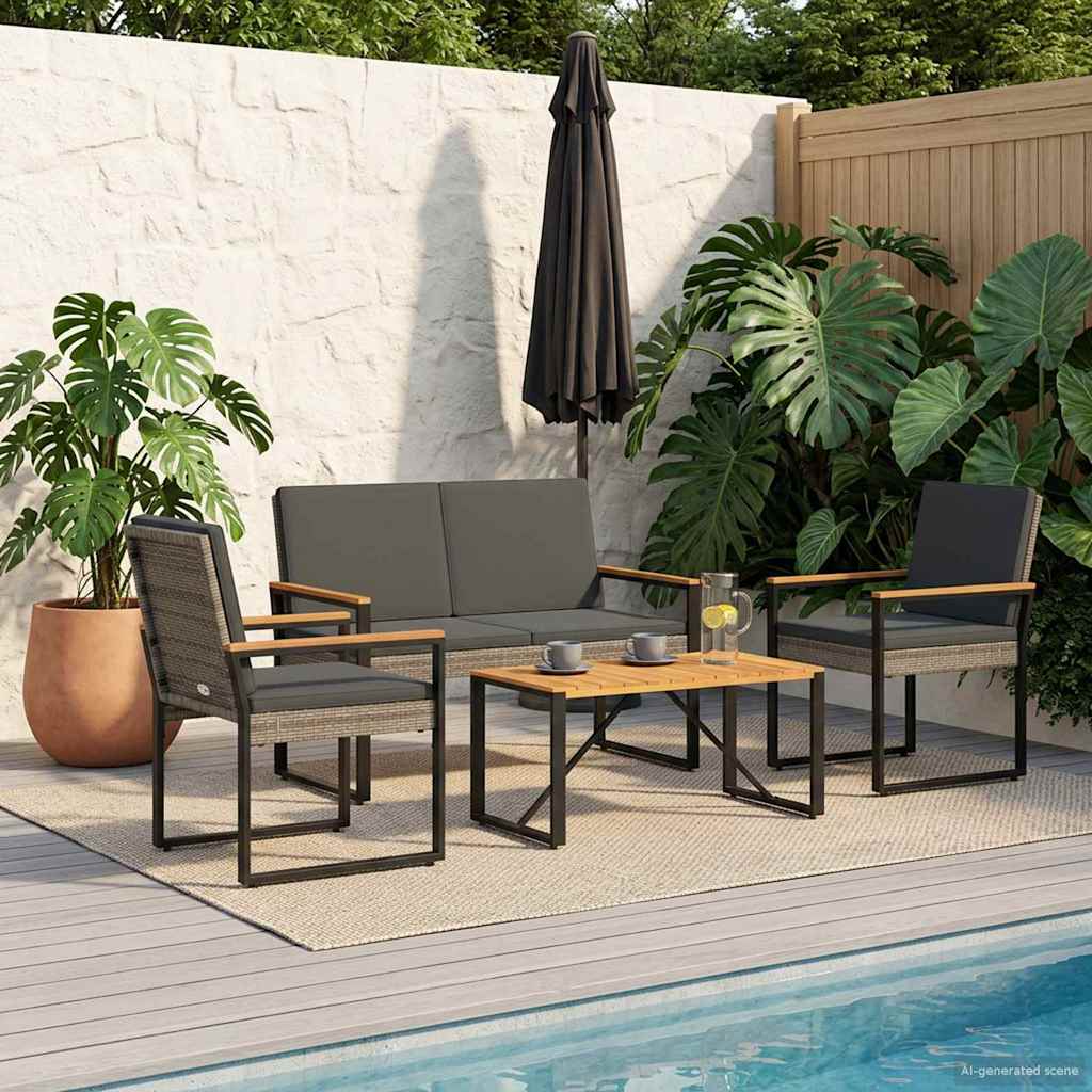 Ensemble de meubles d'extérieur 4 pcs Gris et Gris foncé - XIOS