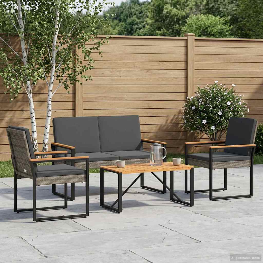 Ensemble de meubles d'extérieur 4 pcs Gris et Gris foncé - XIOS
