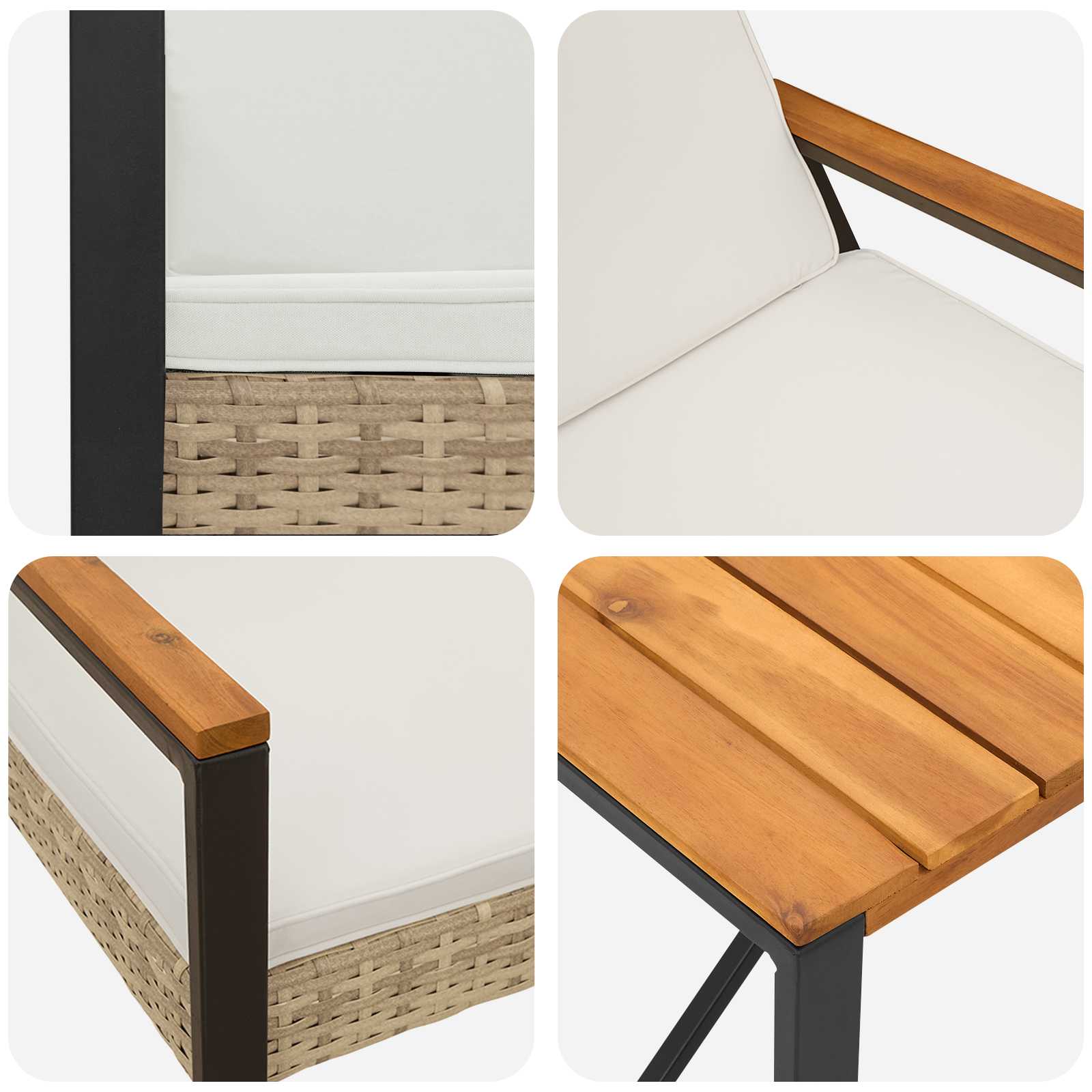 Ensemble de meubles d'extérieur 4 pcs Beige et blanc crème - XIOS