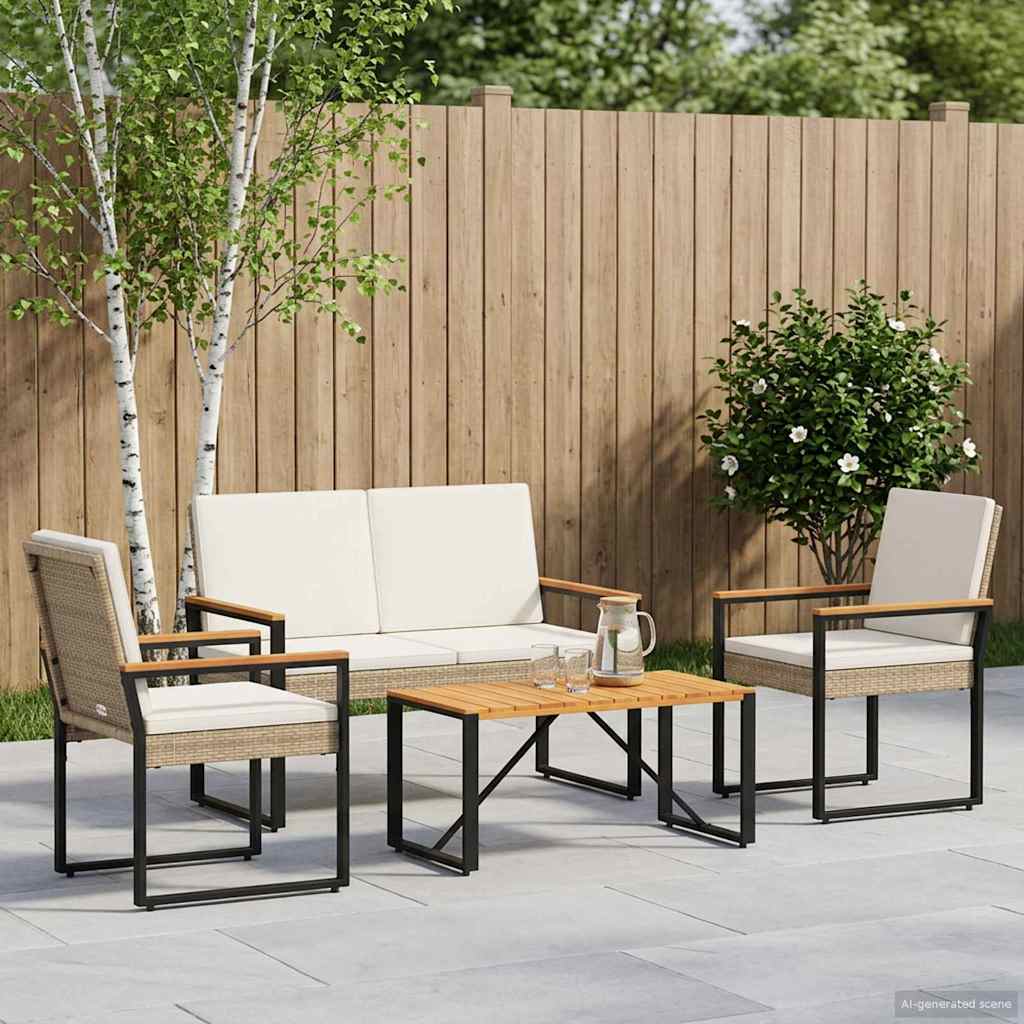 Ensemble de meubles d'extérieur 4 pcs Beige et blanc crème - XIOS
