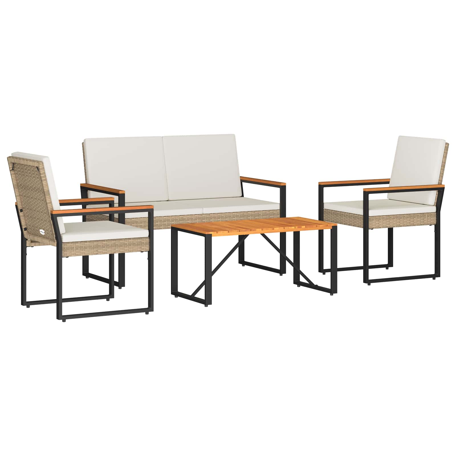 Ensemble de meubles d'extérieur 4 pcs Beige et blanc crème - XIOS