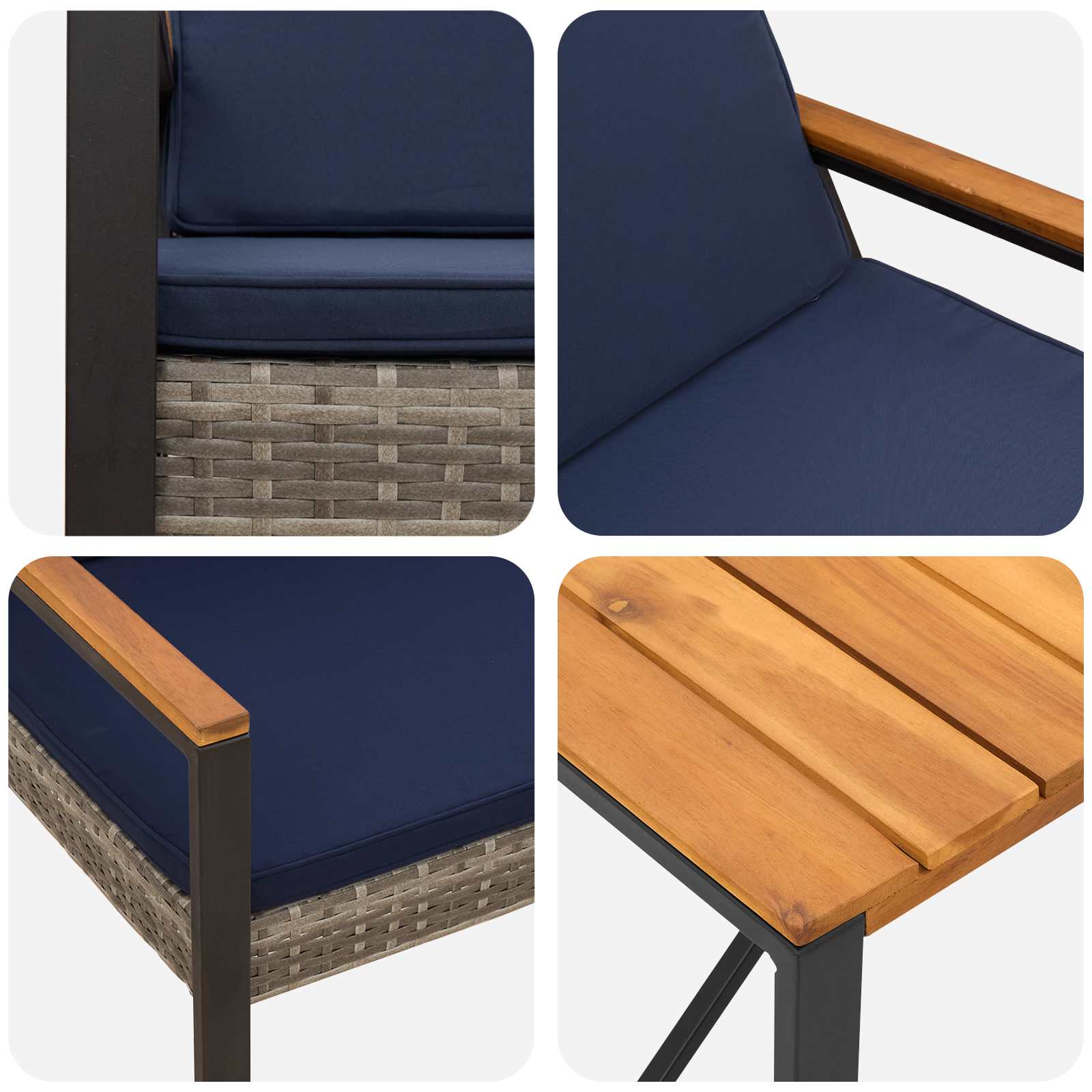 Ensemble de meubles d'extérieur 4 pcs Gris et bleu marine - XIOS