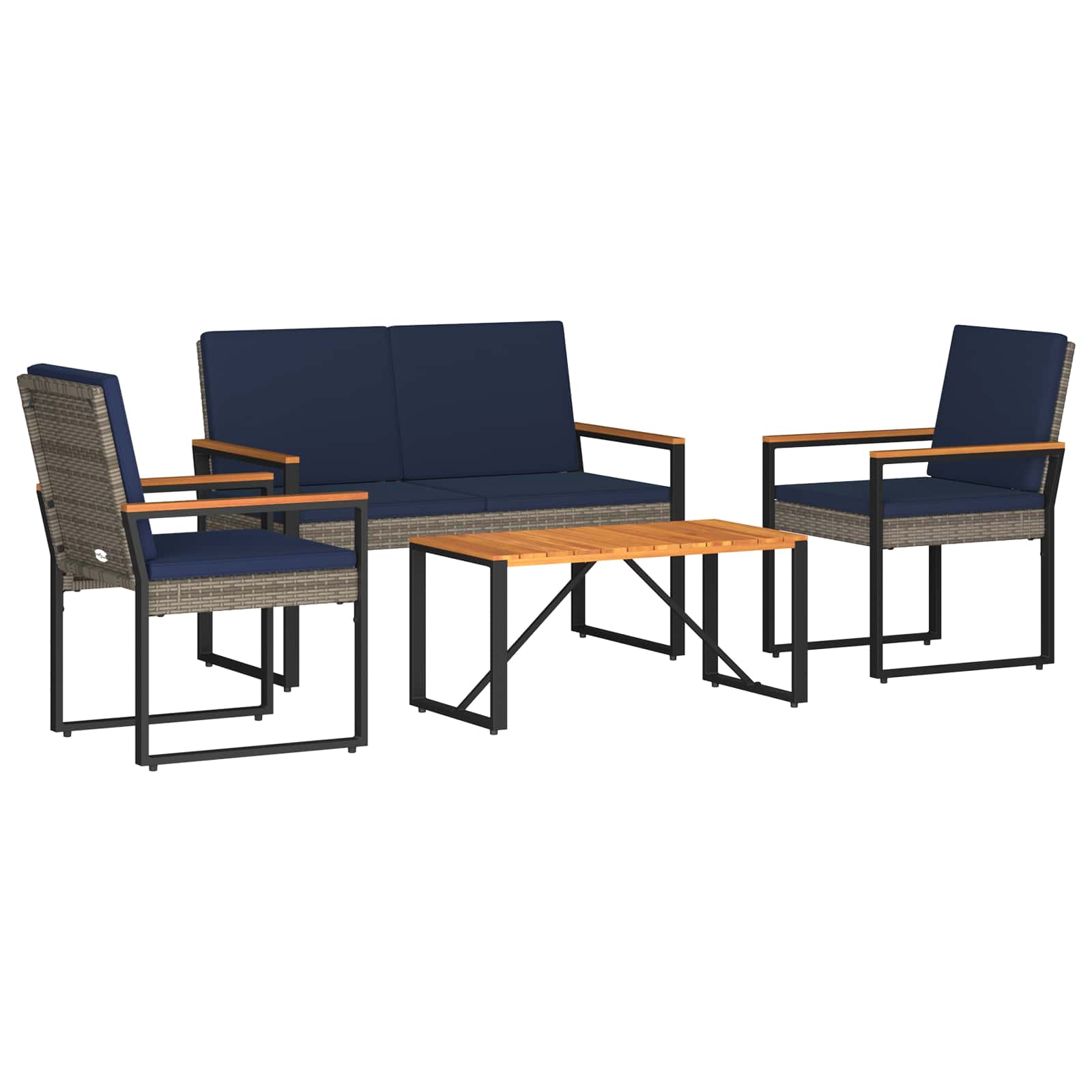Ensemble de meubles d'extérieur 4 pcs Gris et bleu marine - XIOS