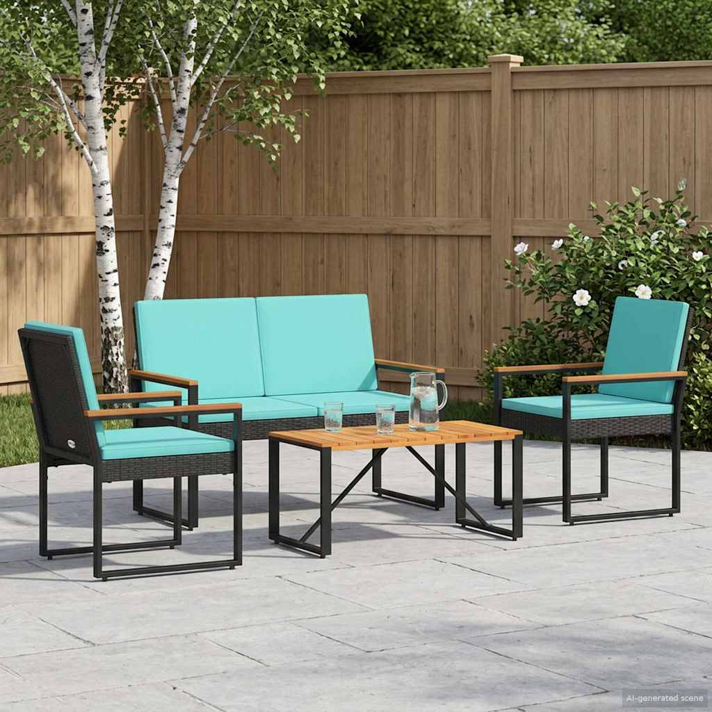 Ensemble de meubles d'extérieur 4 pcs Noir et turquoise - XIOS