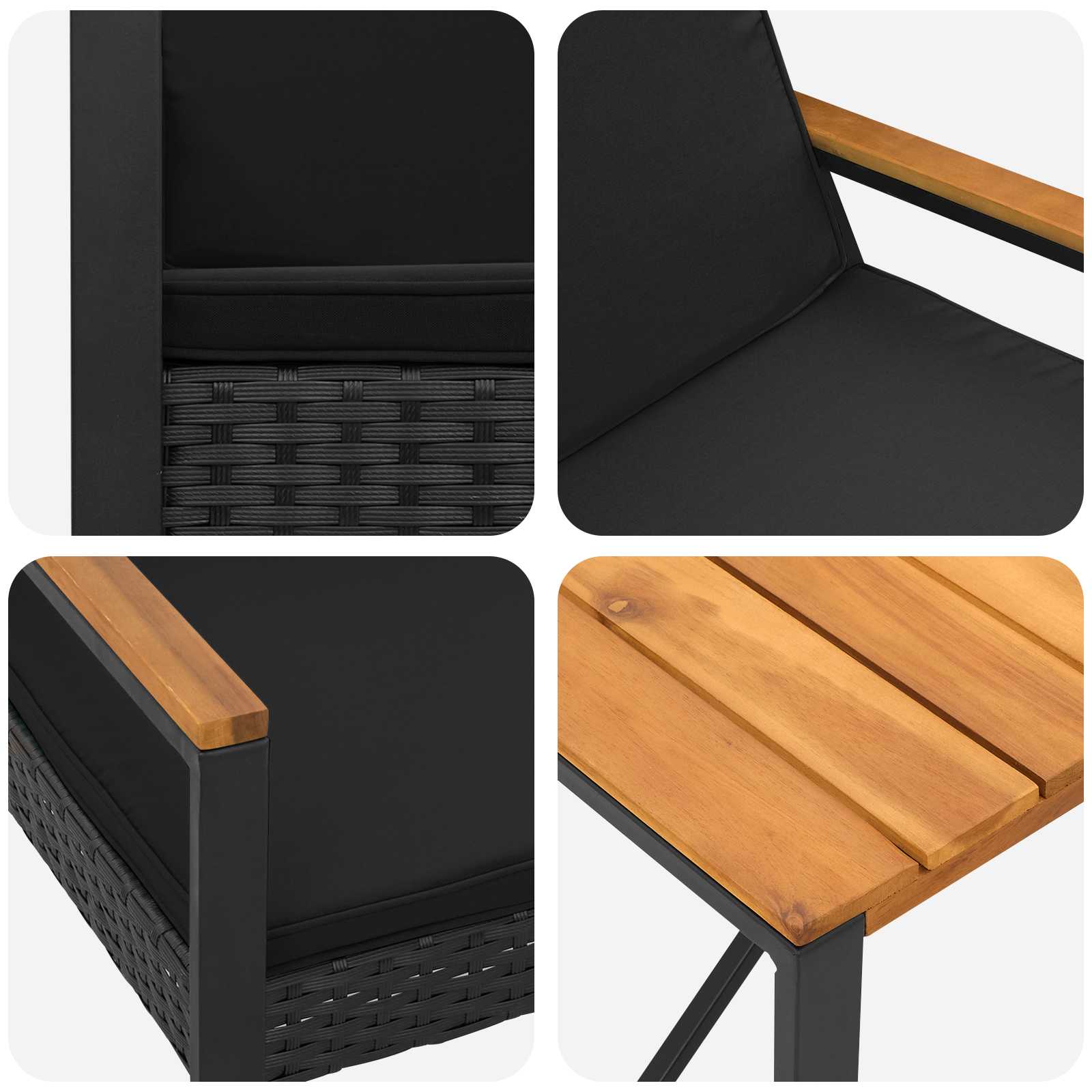 Ensemble de meubles d'extérieur 3 pcs Noir polyrotin - XIOS