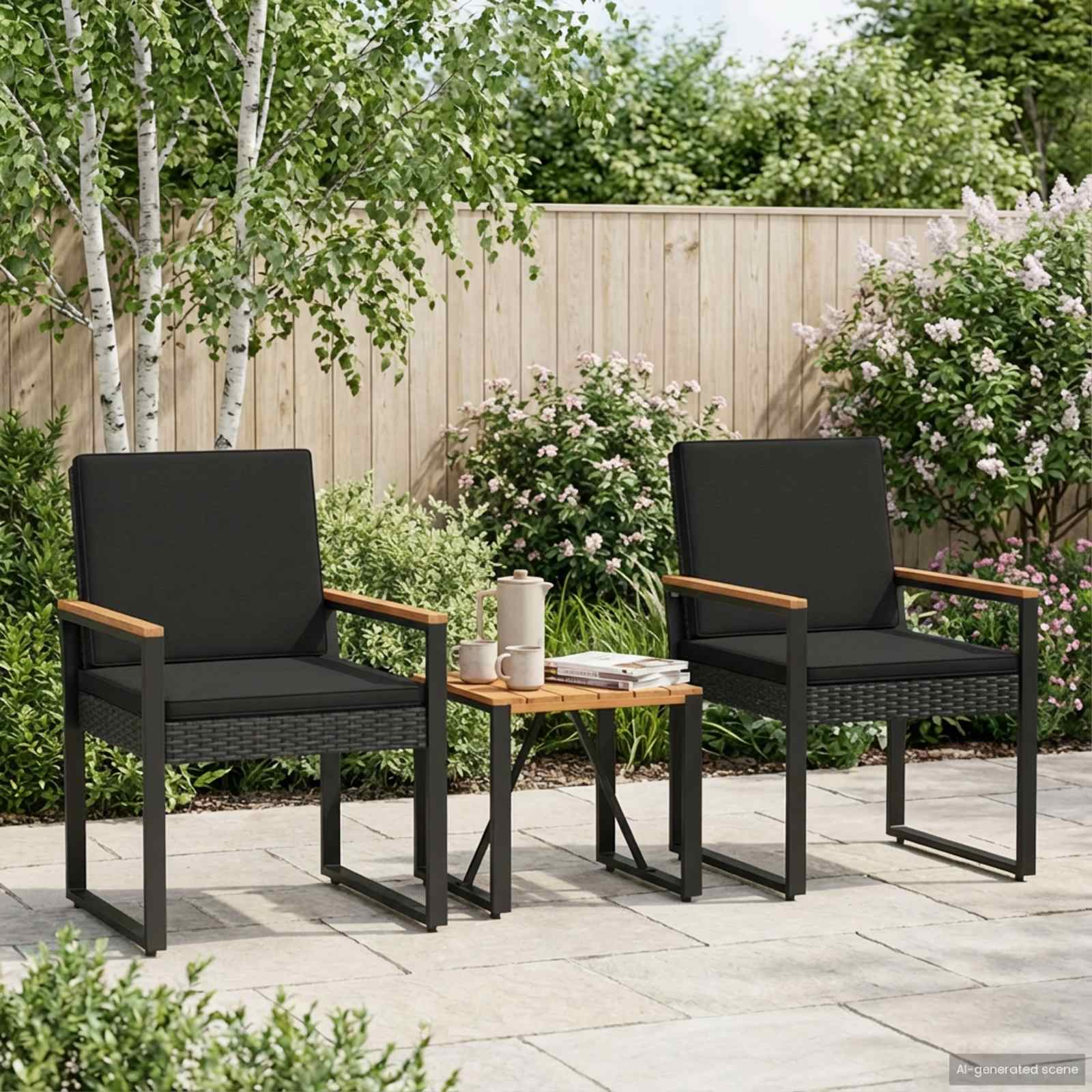 Ensemble de meubles d'extérieur 3 pcs Noir polyrotin - XIOS