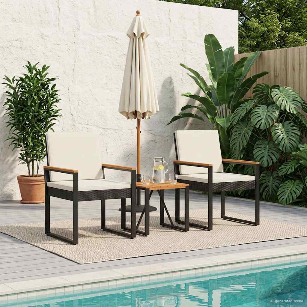 Ensemble de meubles d'extérieur 3 pcs Noir et blanc crème - XIOS
