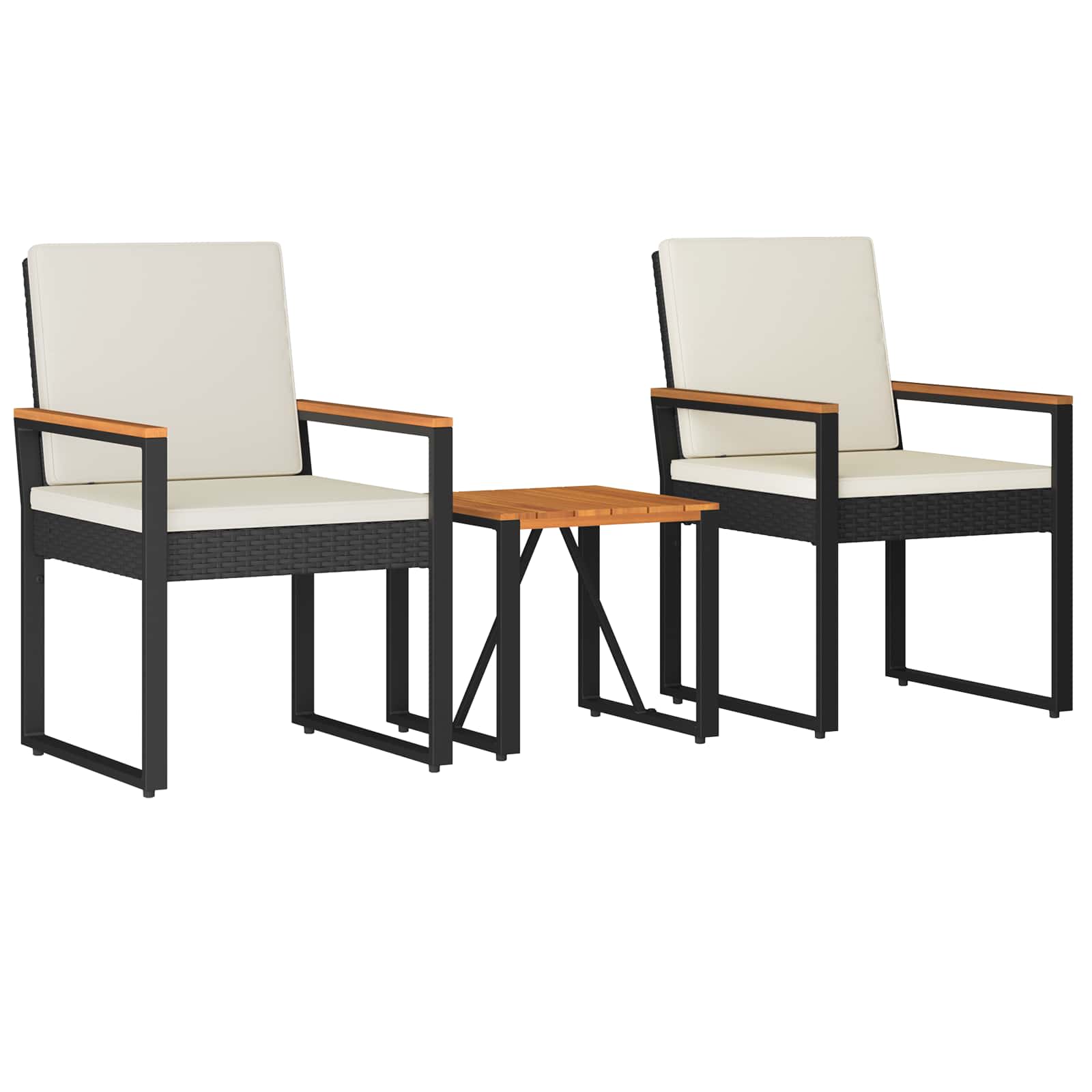 Ensemble de meubles d'extérieur 3 pcs Noir et blanc crème - XIOS