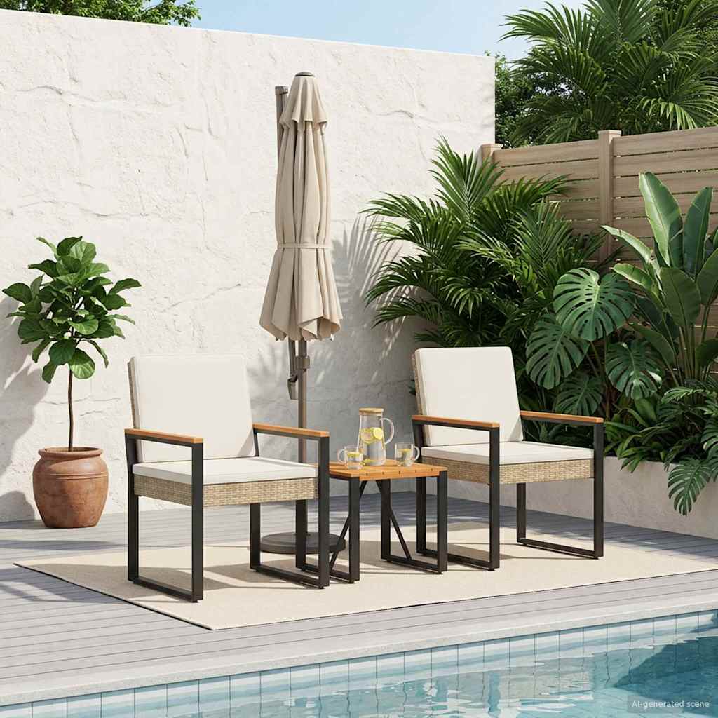 Ensemble de meubles d'extérieur 3 pcs Beige et blanc crème - XIOS
