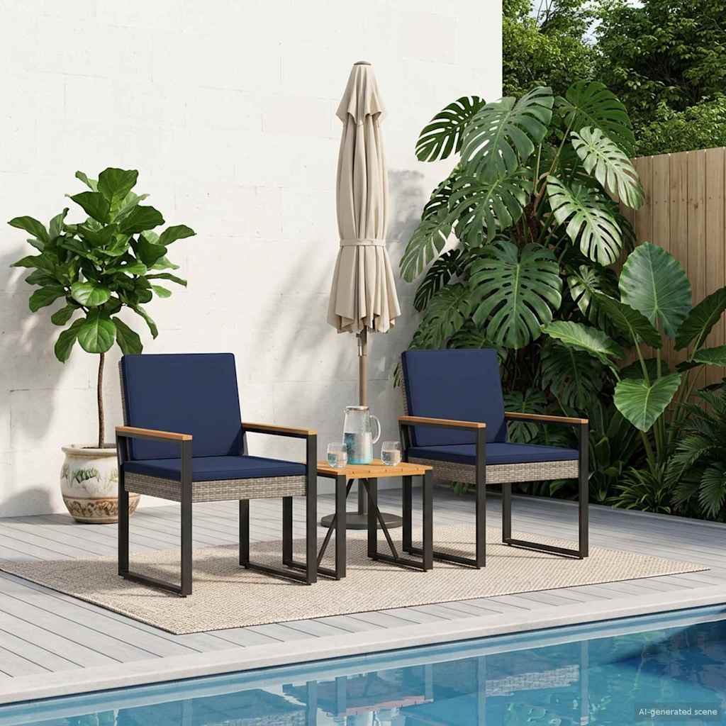 Ensemble de meubles d'extérieur 3 pcs Gris et bleu marine - XIOS