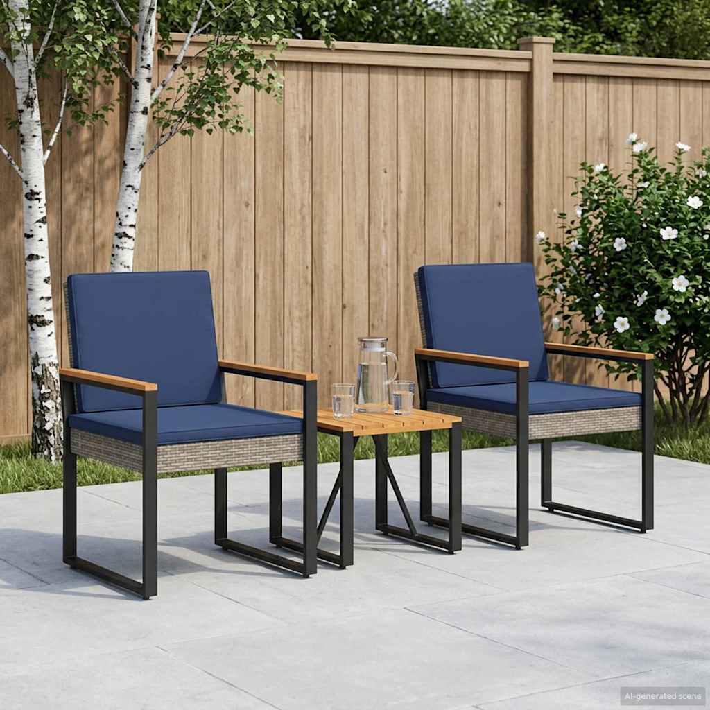 Ensemble de meubles d'extérieur 3 pcs Gris et bleu marine - XIOS