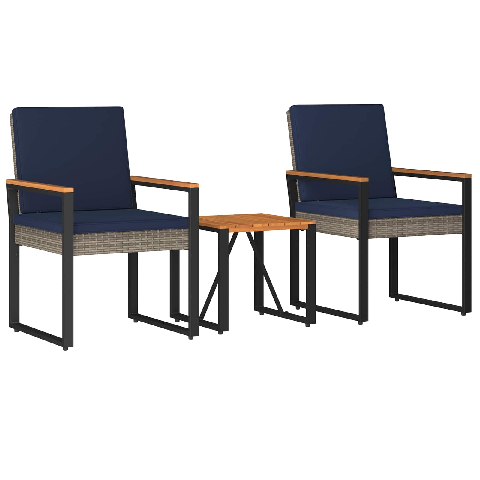 Ensemble de meubles d'extérieur 3 pcs Gris et bleu marine - XIOS