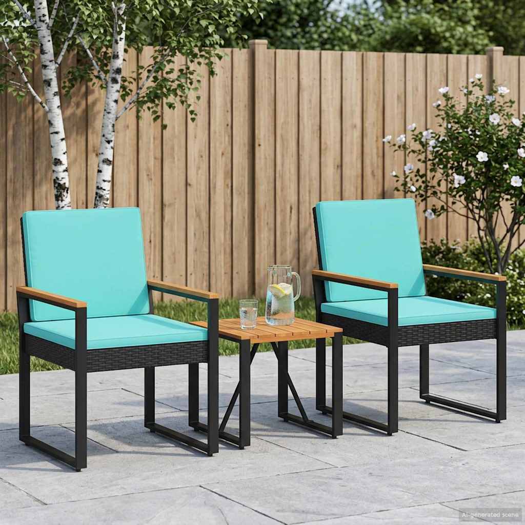 Ensemble de meubles d'extérieur 3 pcs Noir et turquoise - XIOS