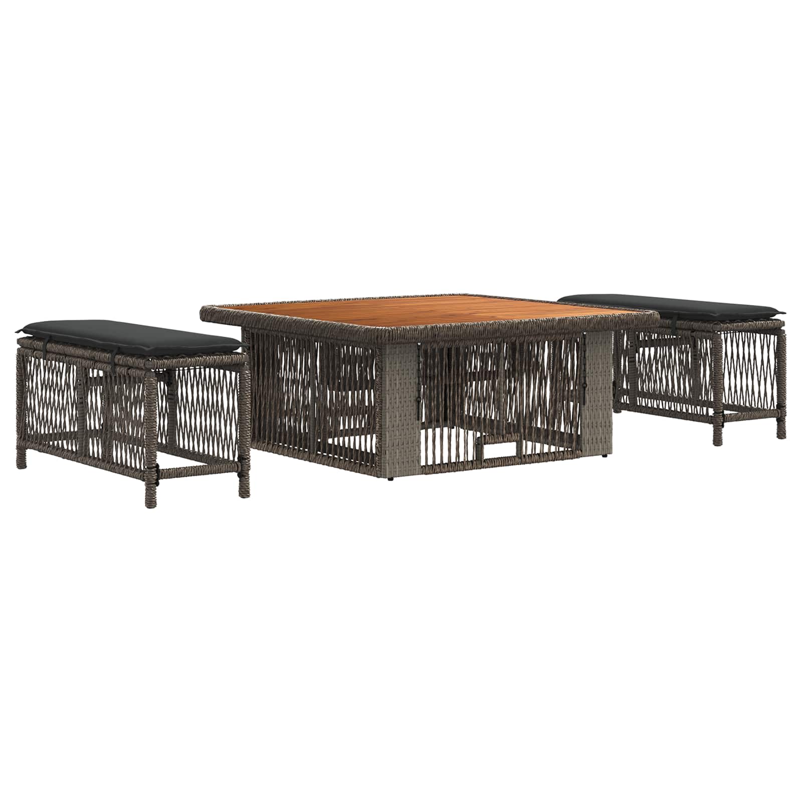 Ensemble de salle à manger pour jardin 3 pcs Gris et Gris foncé - XIOS