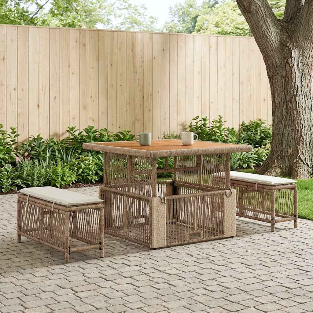 Ensemble de salle à manger pour jardin 3 pcs Beige et crème - XIOS