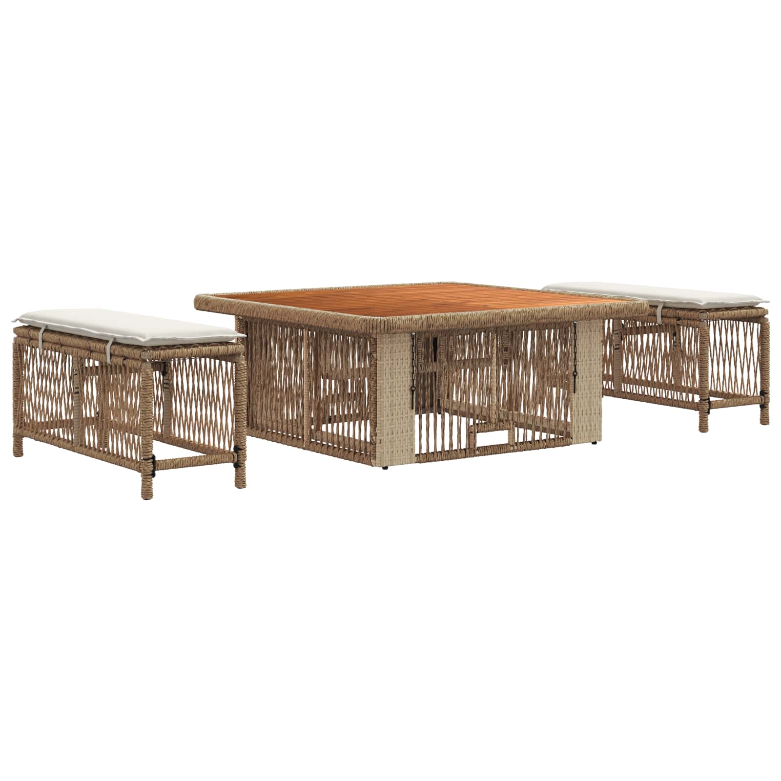 Ensemble de salle à manger pour jardin 3 pcs Beige et crème - XIOS