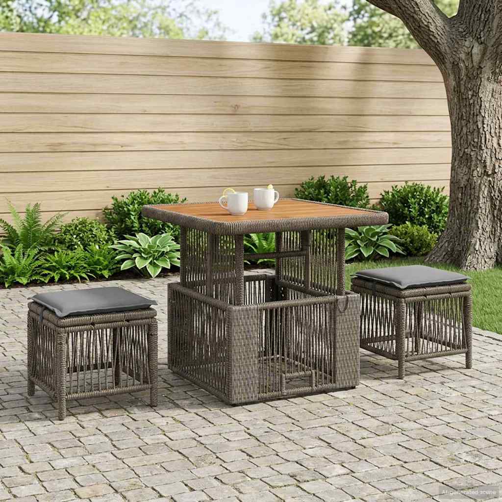 Ensemble de salle à manger pour jardin 3 pcs Gris et Gris foncé - XIOS