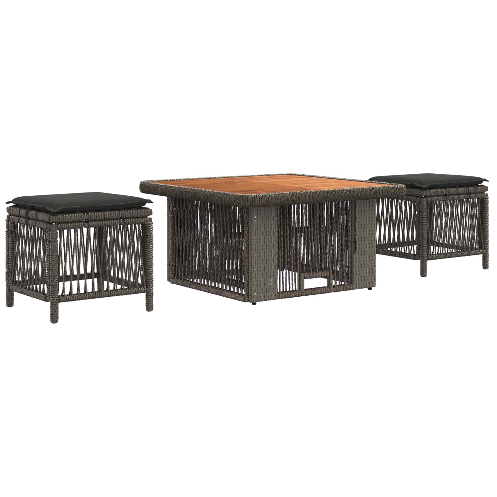 Ensemble de salle à manger pour jardin 3 pcs Gris et Gris foncé - XIOS