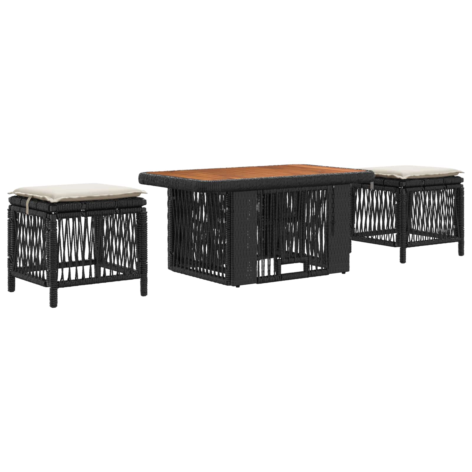 Ensemble de salle à manger pour jardin 3 pcs Noir et Crème - XIOS