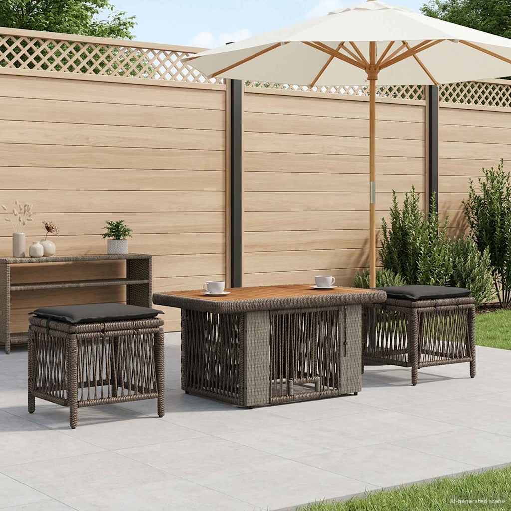 Ensemble de salle à manger pour jardin 3 pcs Gris et Gris foncé - XIOS