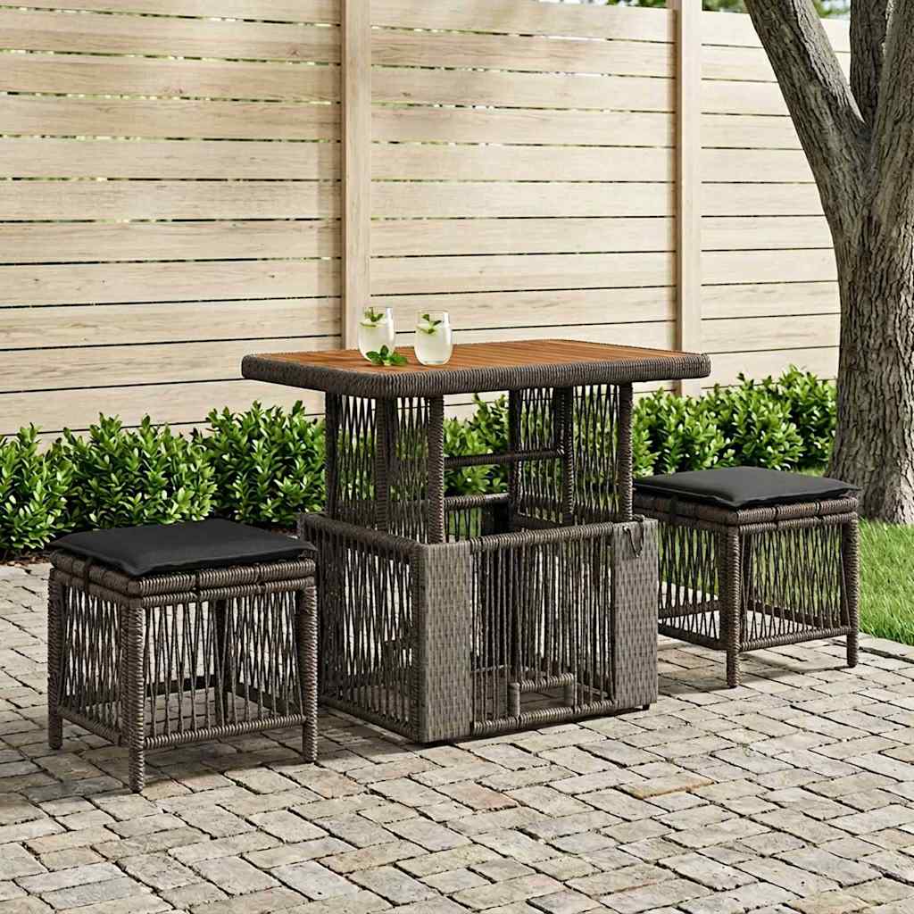Ensemble de salle à manger pour jardin 3 pcs Gris et Gris foncé - XIOS