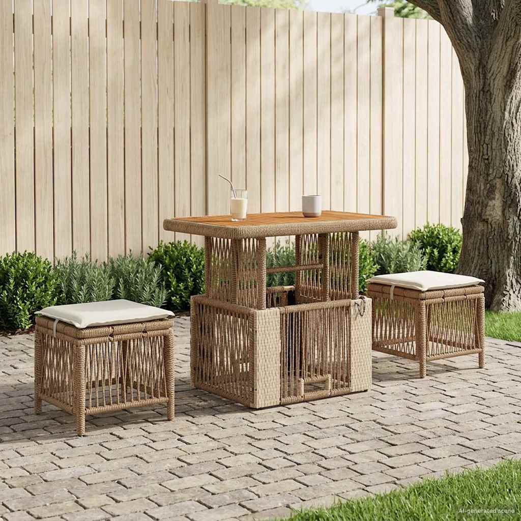 Ensemble de salle à manger pour jardin 3 pcs Beige et crème - XIOS