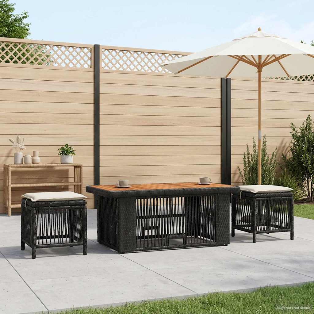 Ensemble de salle à manger pour jardin 4 pcs Noir et Crème - XIOS