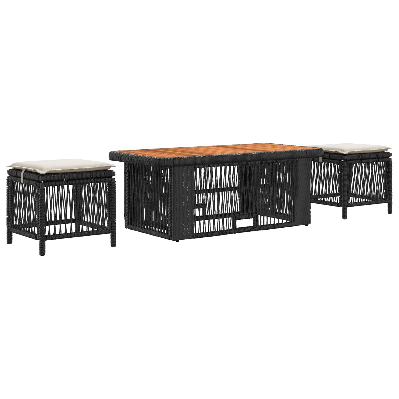 Ensemble de salle à manger pour jardin 4 pcs Noir et Crème - XIOS