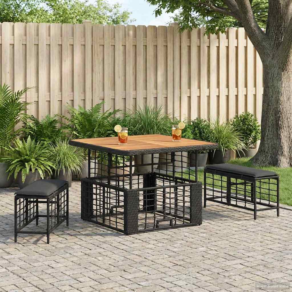 Ensemble de salle à manger pour jardin 3 pcs Noir et gris - XIOS