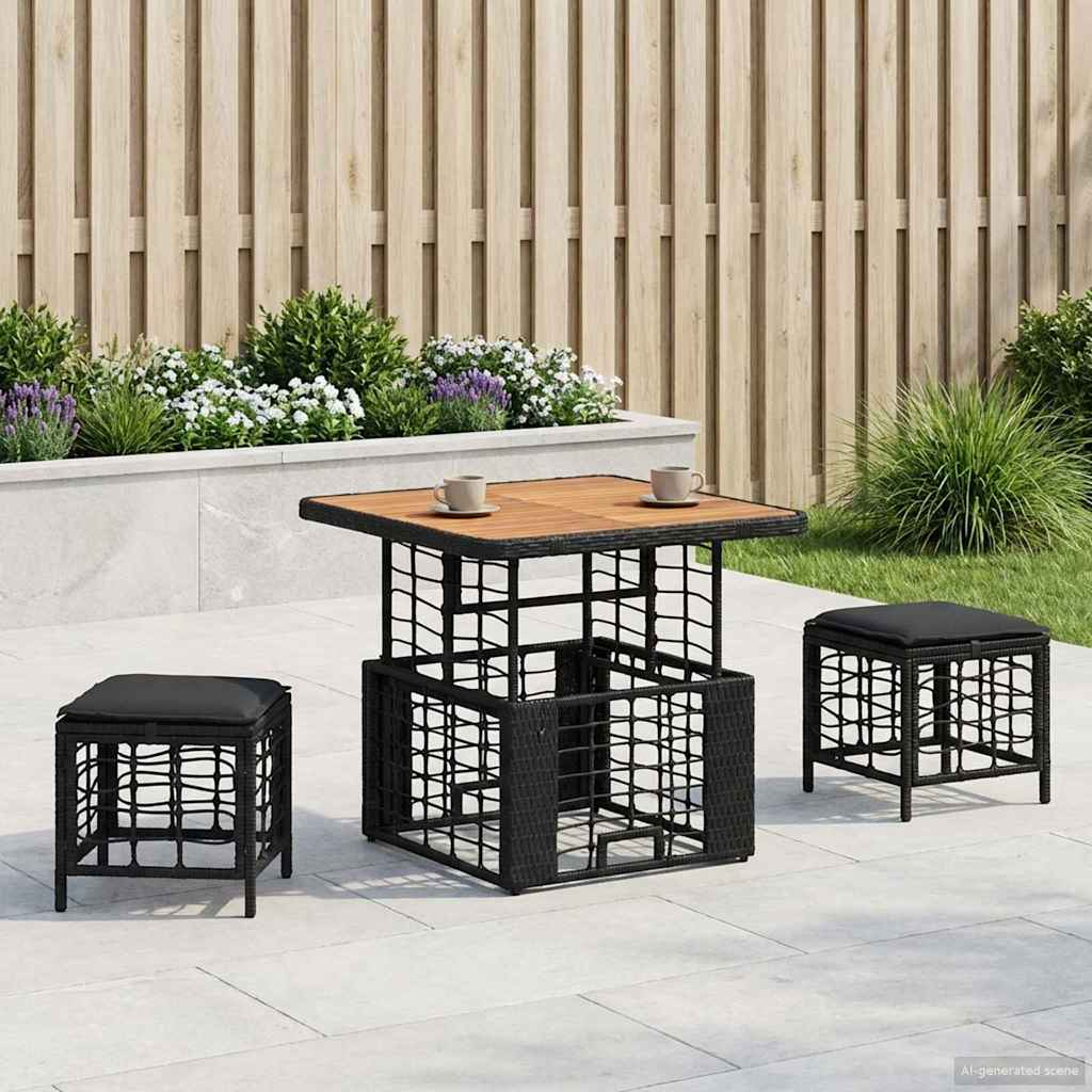 Ensemble de salle à manger pour jardin 3 pcs Noir et gris - XIOS