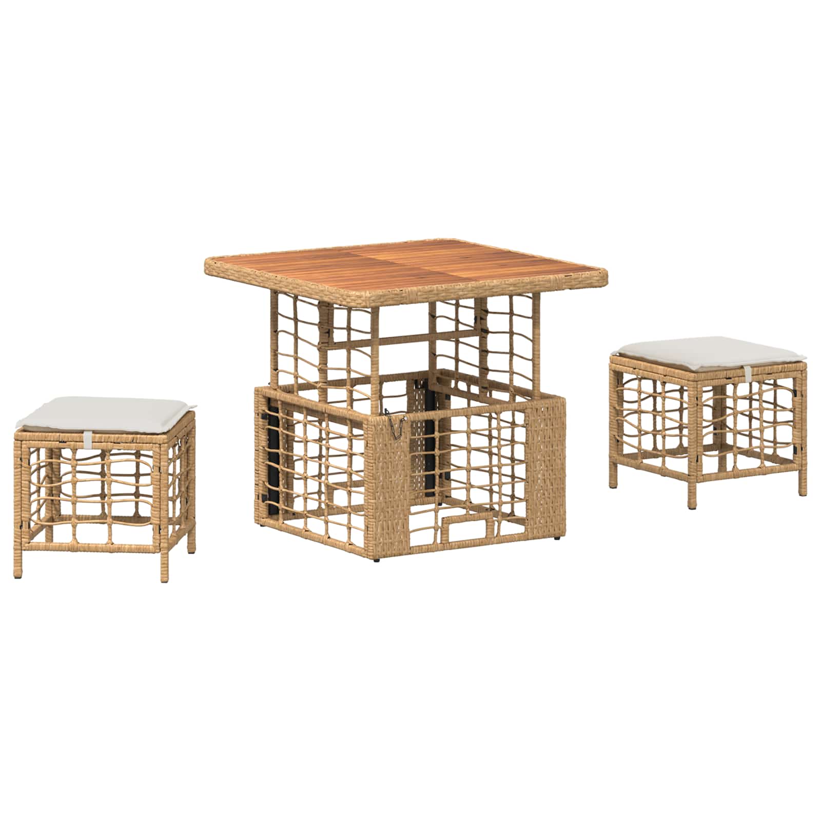 Ensemble de salle à manger pour jardin 3 pcs Nature et Blanc - XIOS