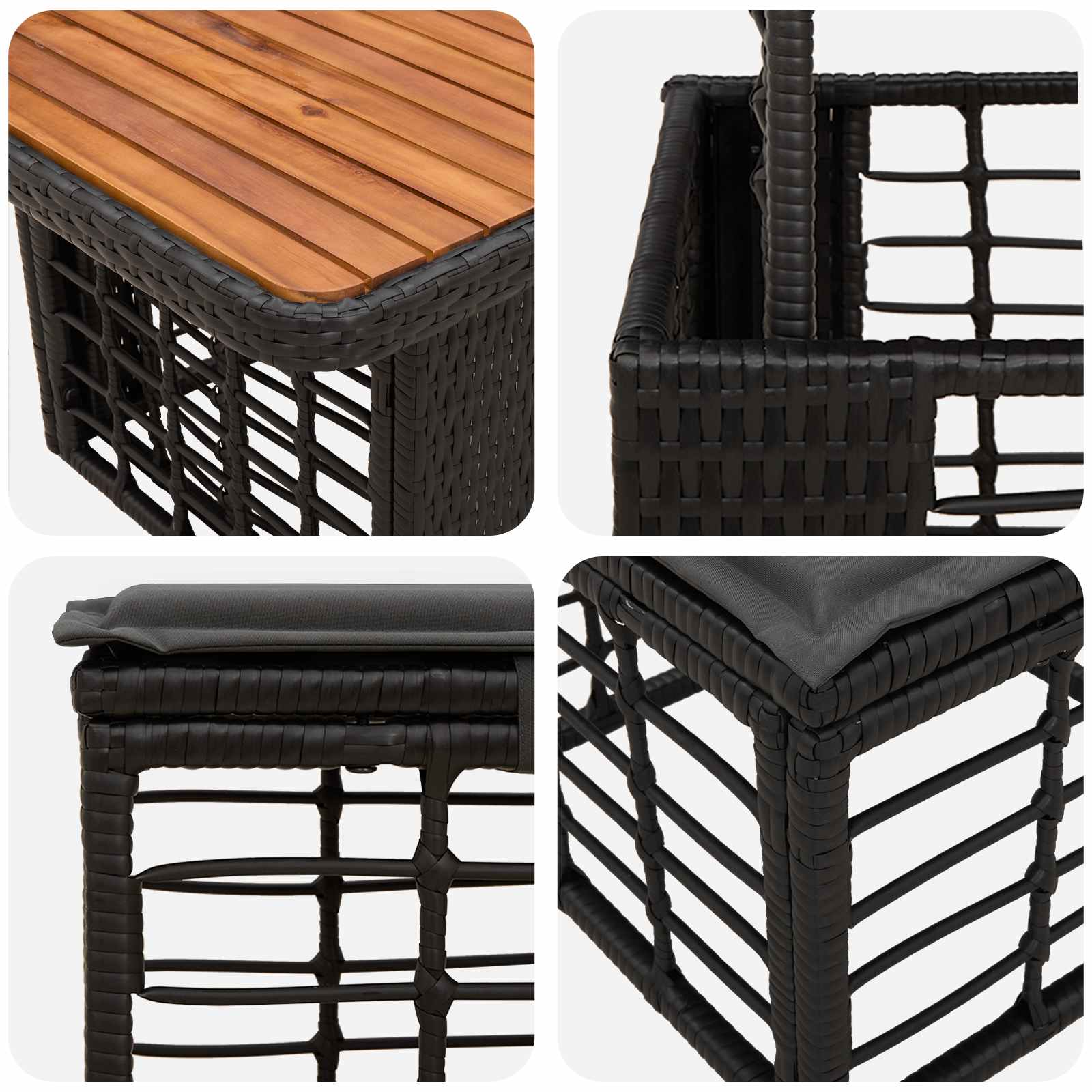 Ensemble de salle à manger pour jardin 3 pcs Noir et gris - XIOS