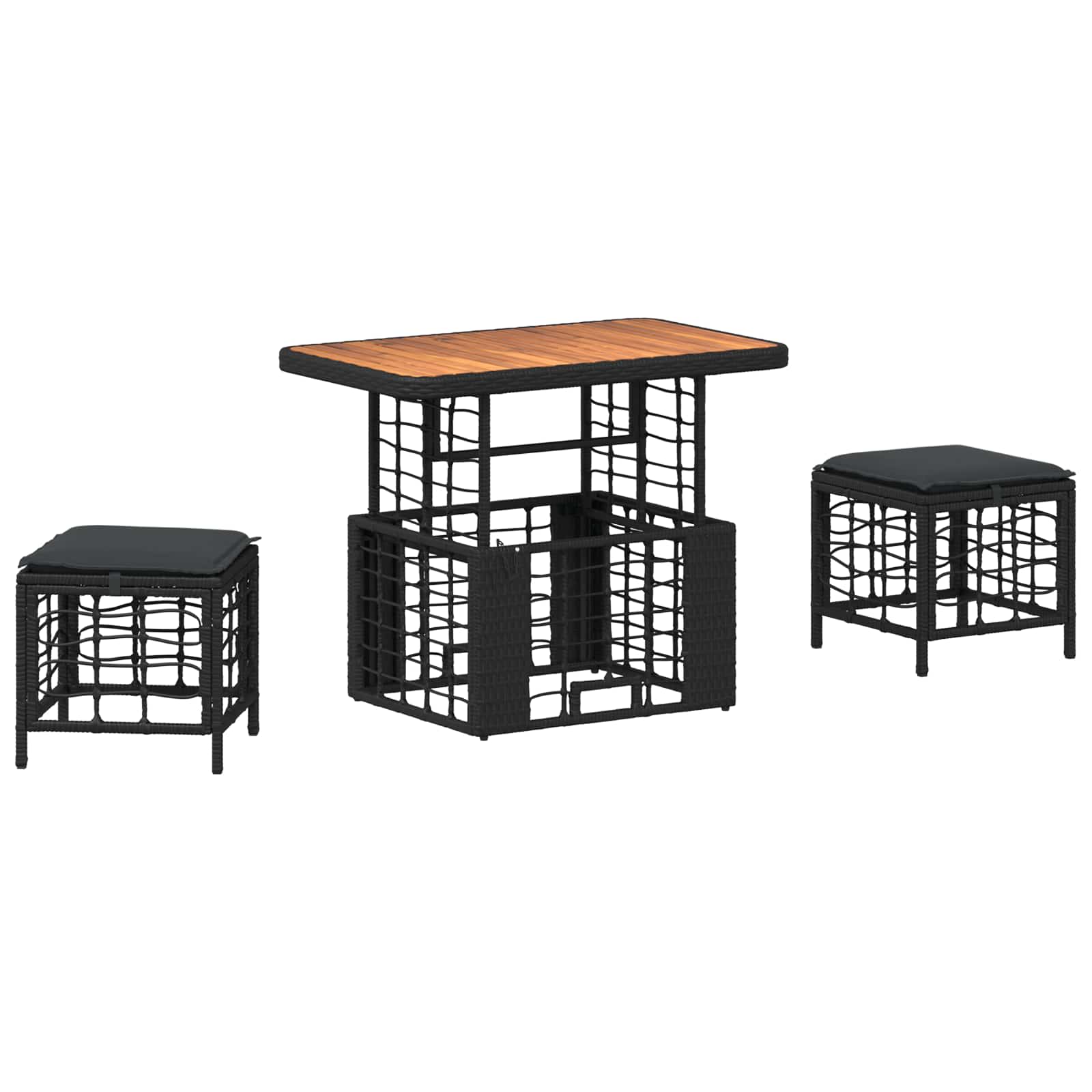 Ensemble de salle à manger pour jardin 3 pcs Noir et gris - XIOS