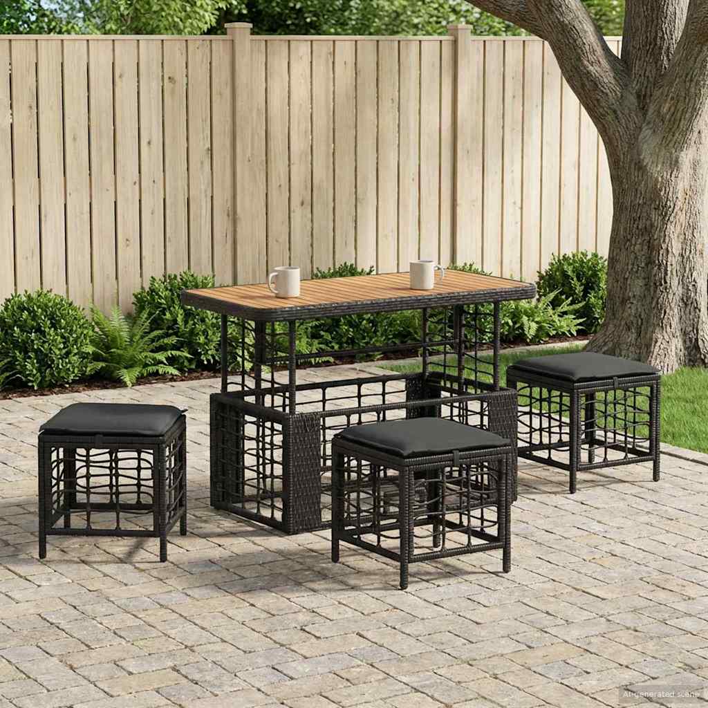 Ensemble de salle à manger pour jardin 4 pcs Noir et gris - XIOS