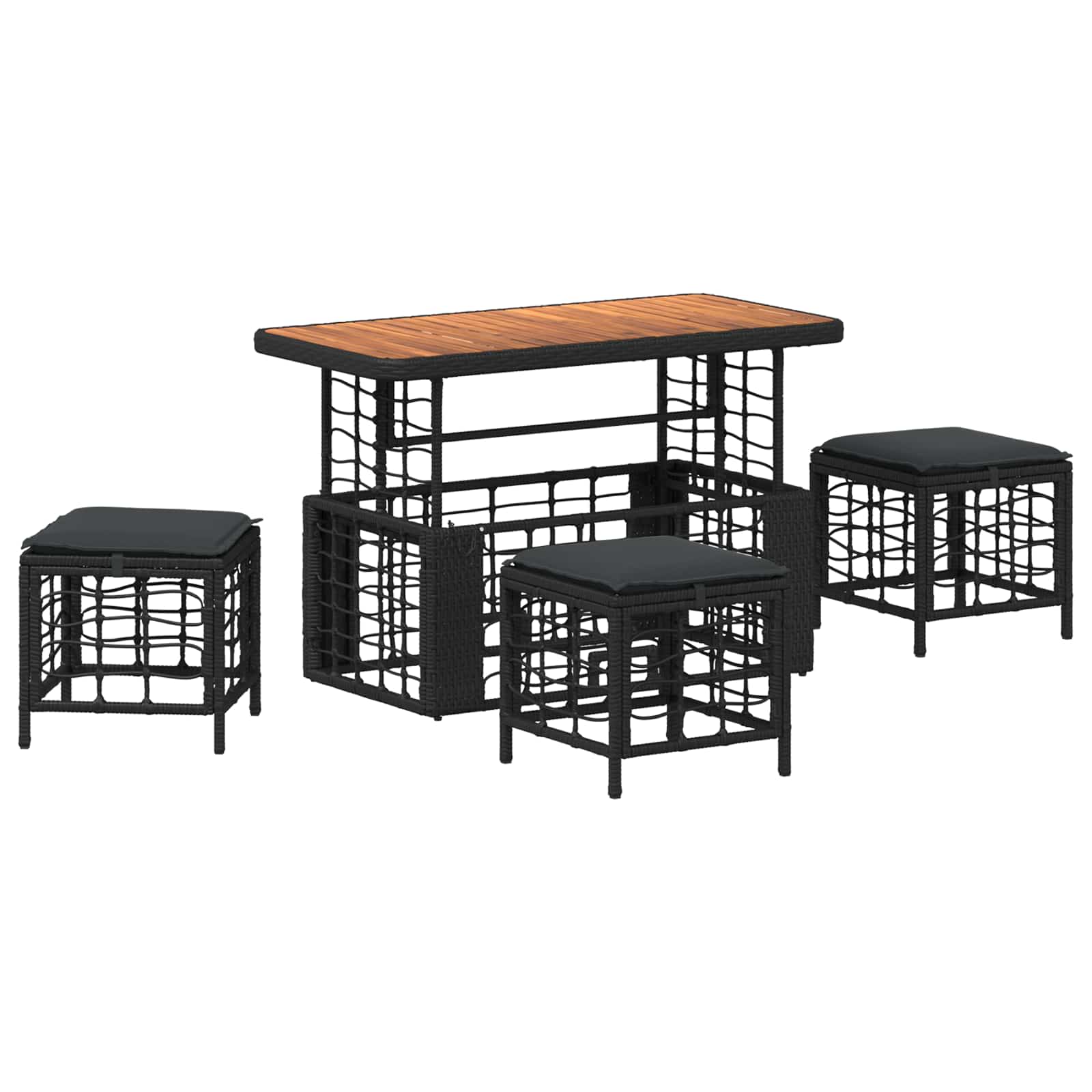 Ensemble de salle à manger pour jardin 4 pcs Noir et gris - XIOS