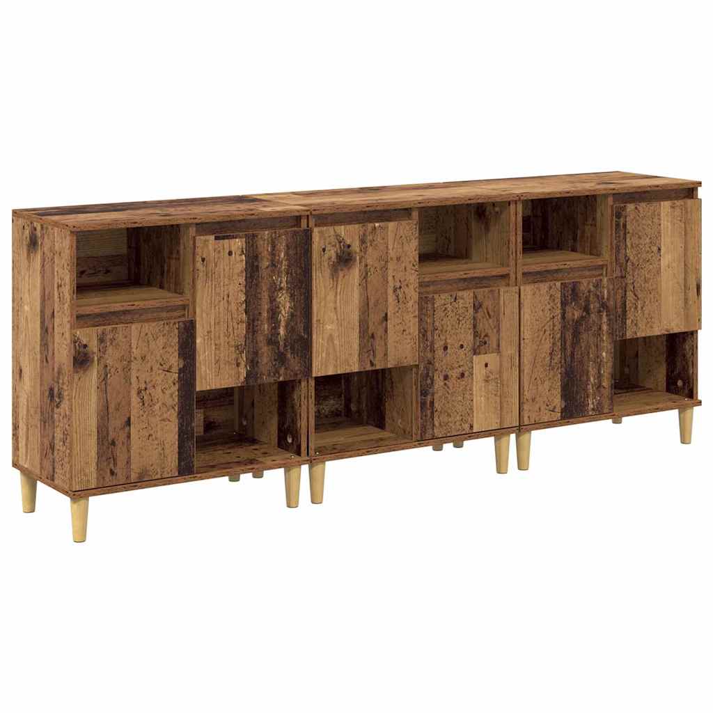 Buffets 3 pcs Bois Ancien 60 x 35 x 70 cm Bois d'ingénierie - XIOS