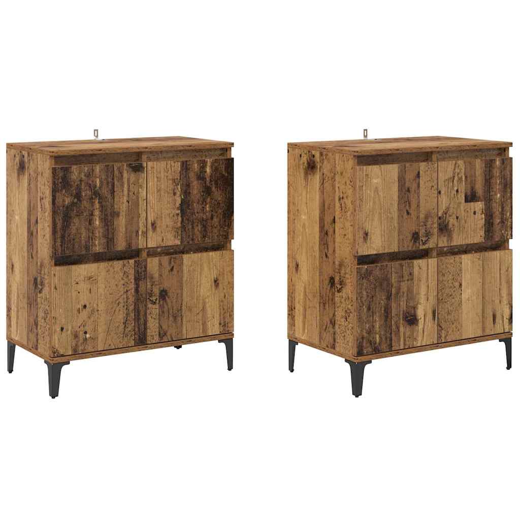 Buffets 2 pcs Bois Ancien 60 x 35 x 70 cm Bois d'ingénierie - XIOS