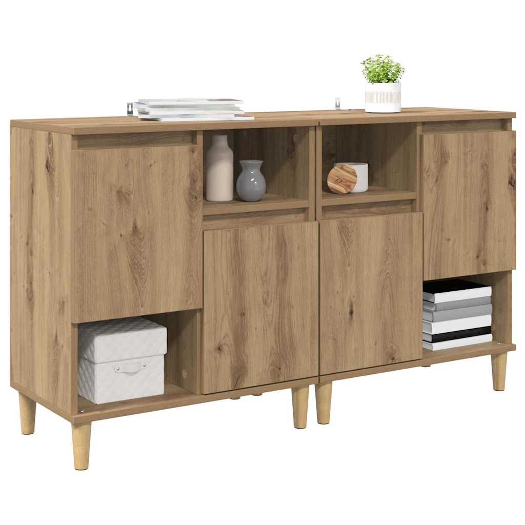 Buffets 2 pcs Chêne artisanal 60 x 35 x 70 cm Bois d'ingénierie - XIOS