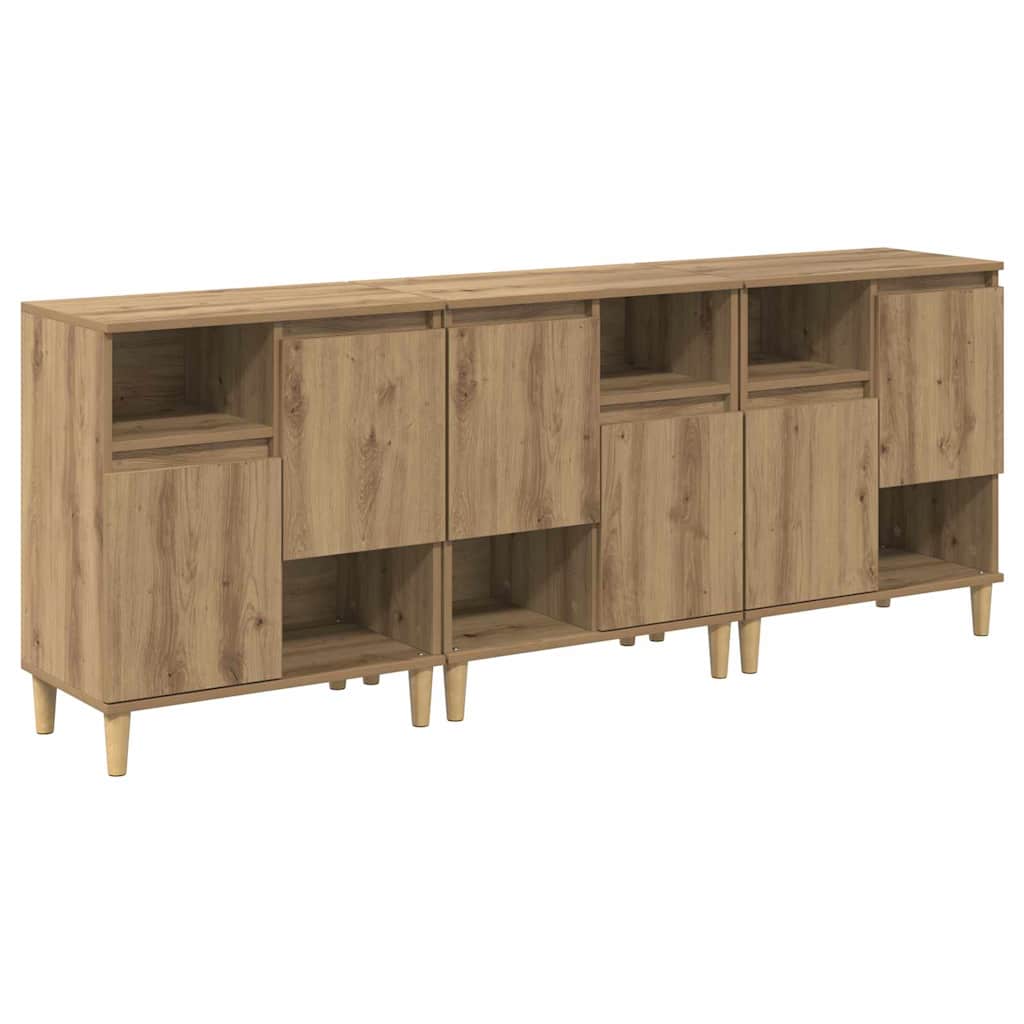 Buffets 3 pcs Chêne artisanal 60 x 35 x 70 cm Bois d'ingénierie - XIOS
